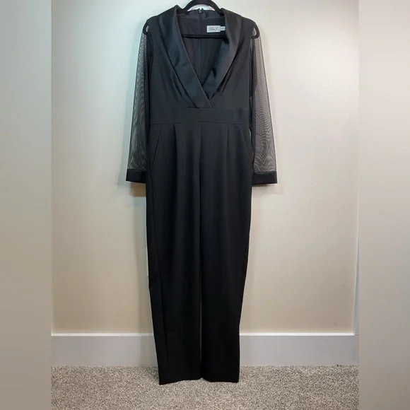 Eliza J Sheer Sleeve Black Jumpsuit (8) - Picture 4 of 13